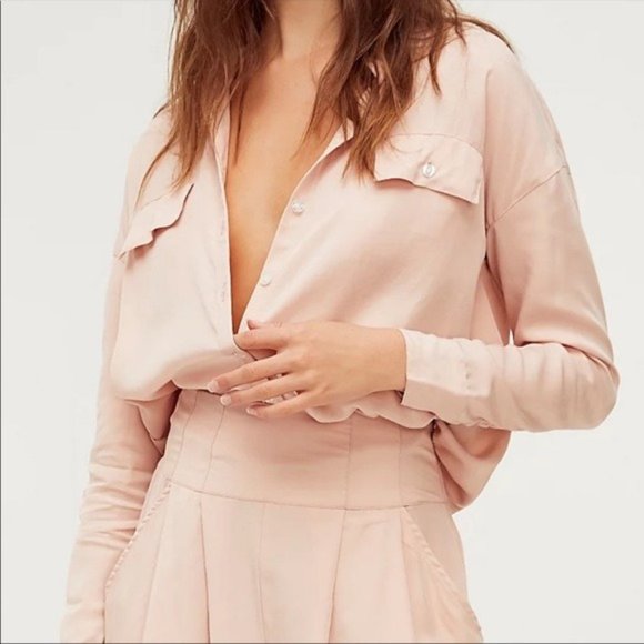 New FREE PEOPLE Yasmin Pant Set in Pale Pink Size 4 or S - Picture 2 of 11